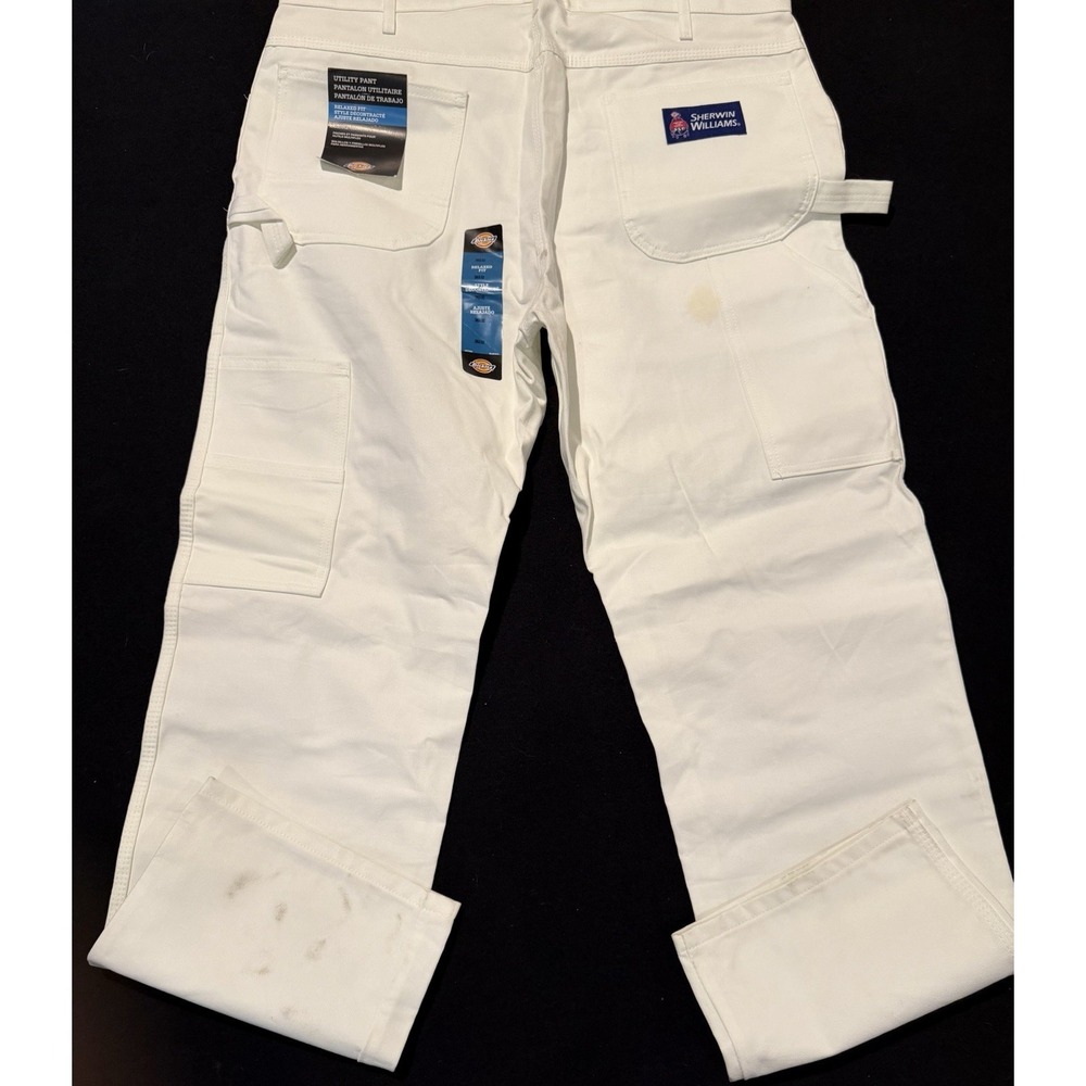 Dickies Sherwin Williams Mens Relaxed Fit Utility White Painters Pants 38x32 - Picture 2 of 5